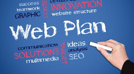 A graphic with a website design plan on it